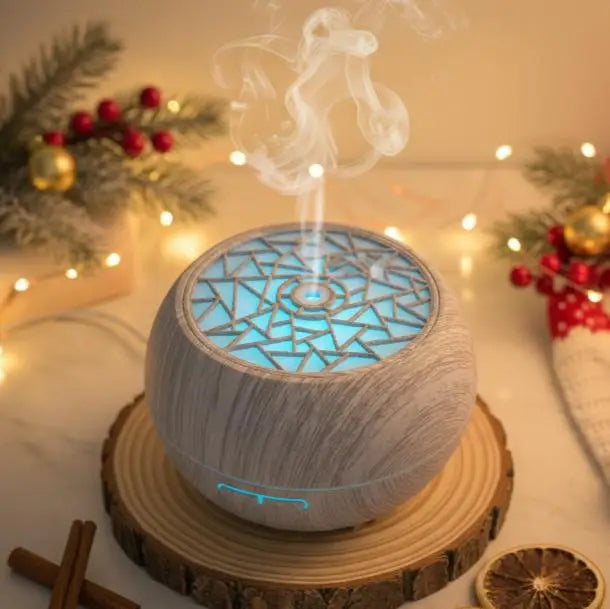550ml Wood Grain Essential Oil Diffuser & Humidifier, Remote Control, 7 LED Mood Lights, Aromatherapy for Home Wellness